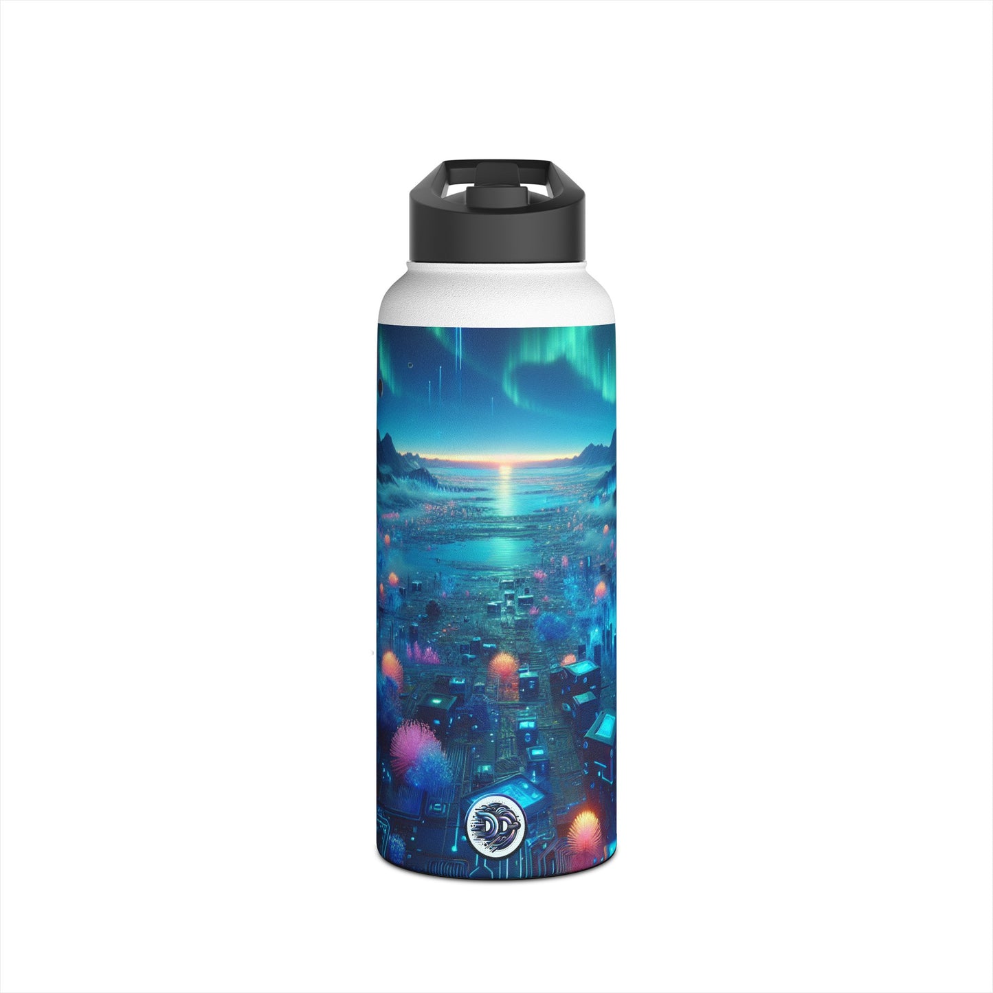 Futuristic Cityscape Water Bottle