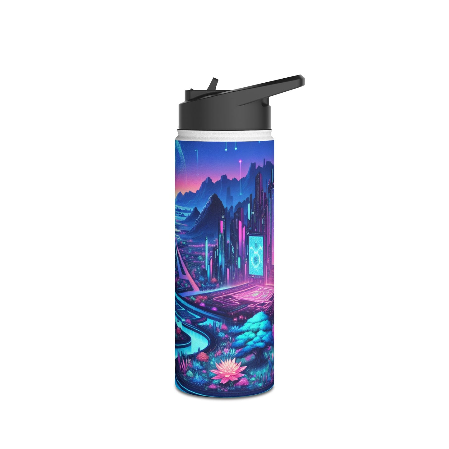Futuristic Cityscape Water Bottle