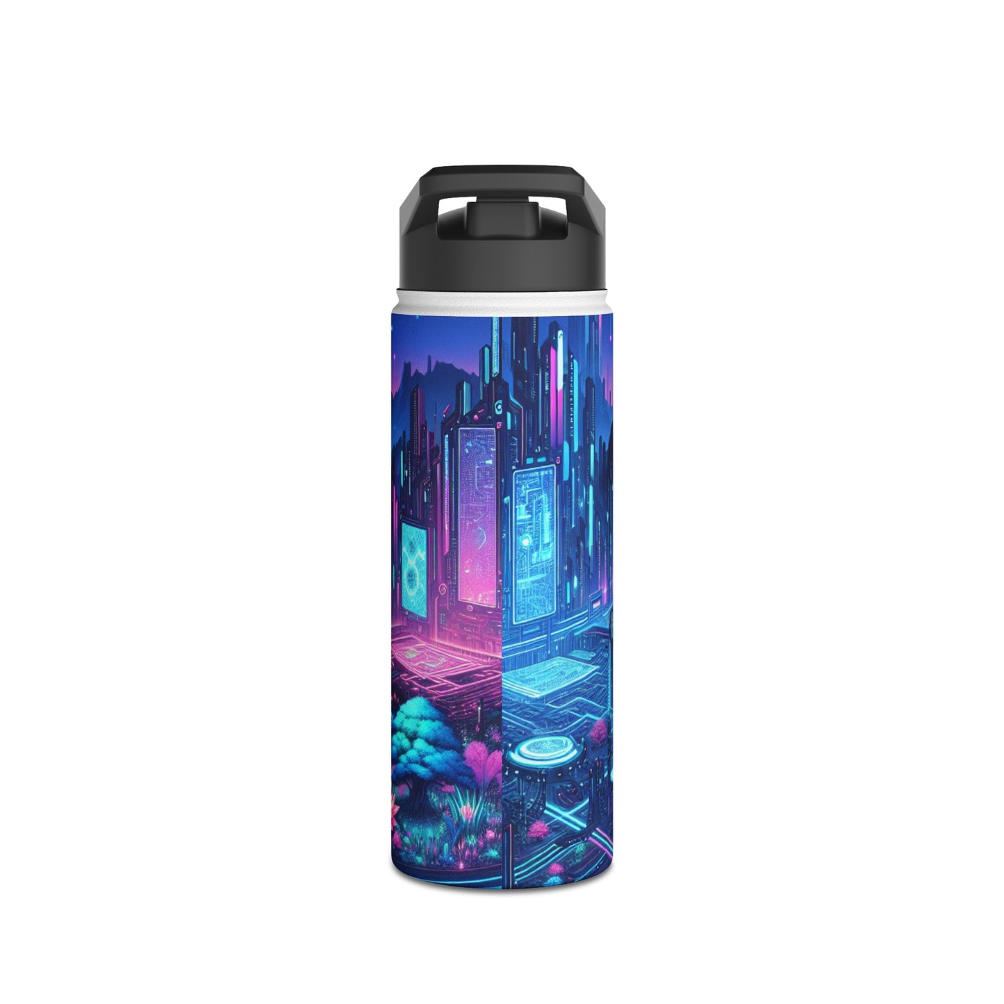 Futuristic Cityscape Water Bottle