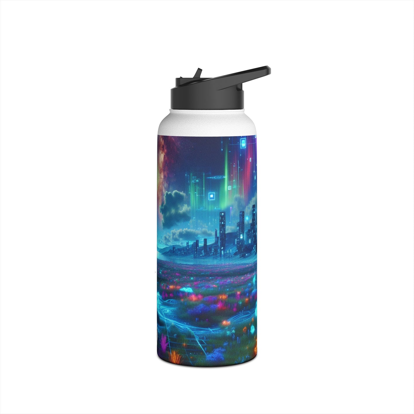 Futuristic Cityscape Water Bottle