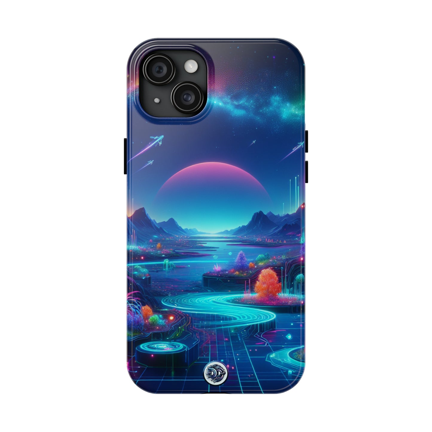 Vibrant Neon Sci-Fi Landscape Case