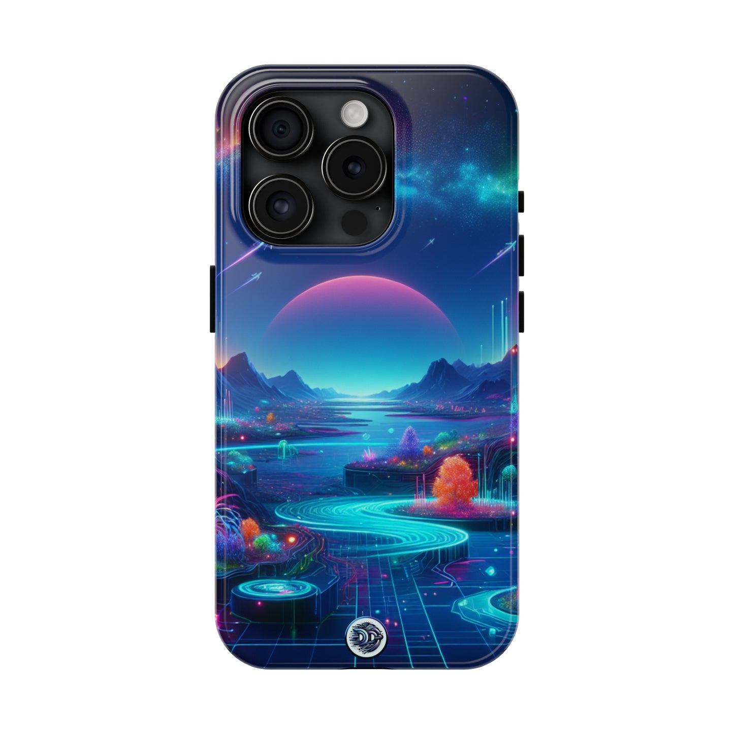 Vibrant Neon Sci-Fi Landscape Case
