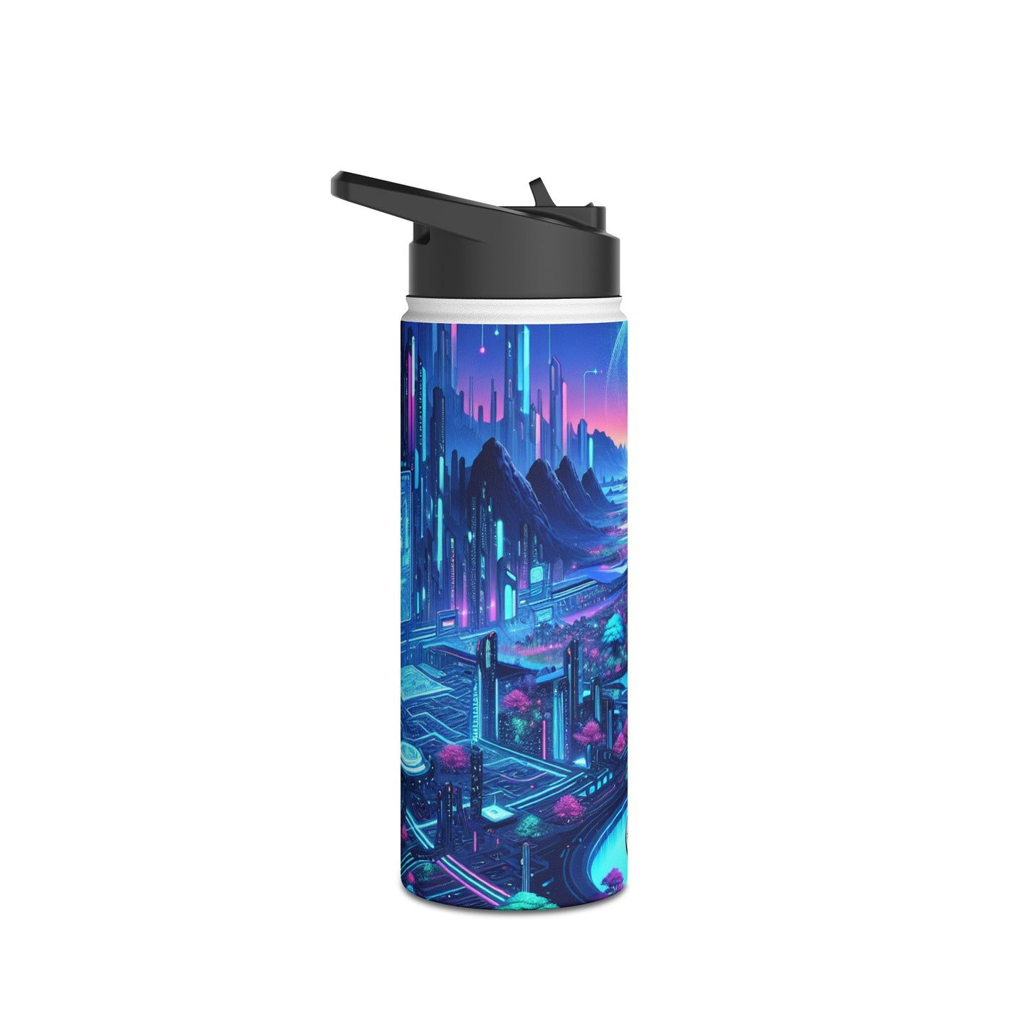 Futuristic Cityscape Water Bottle