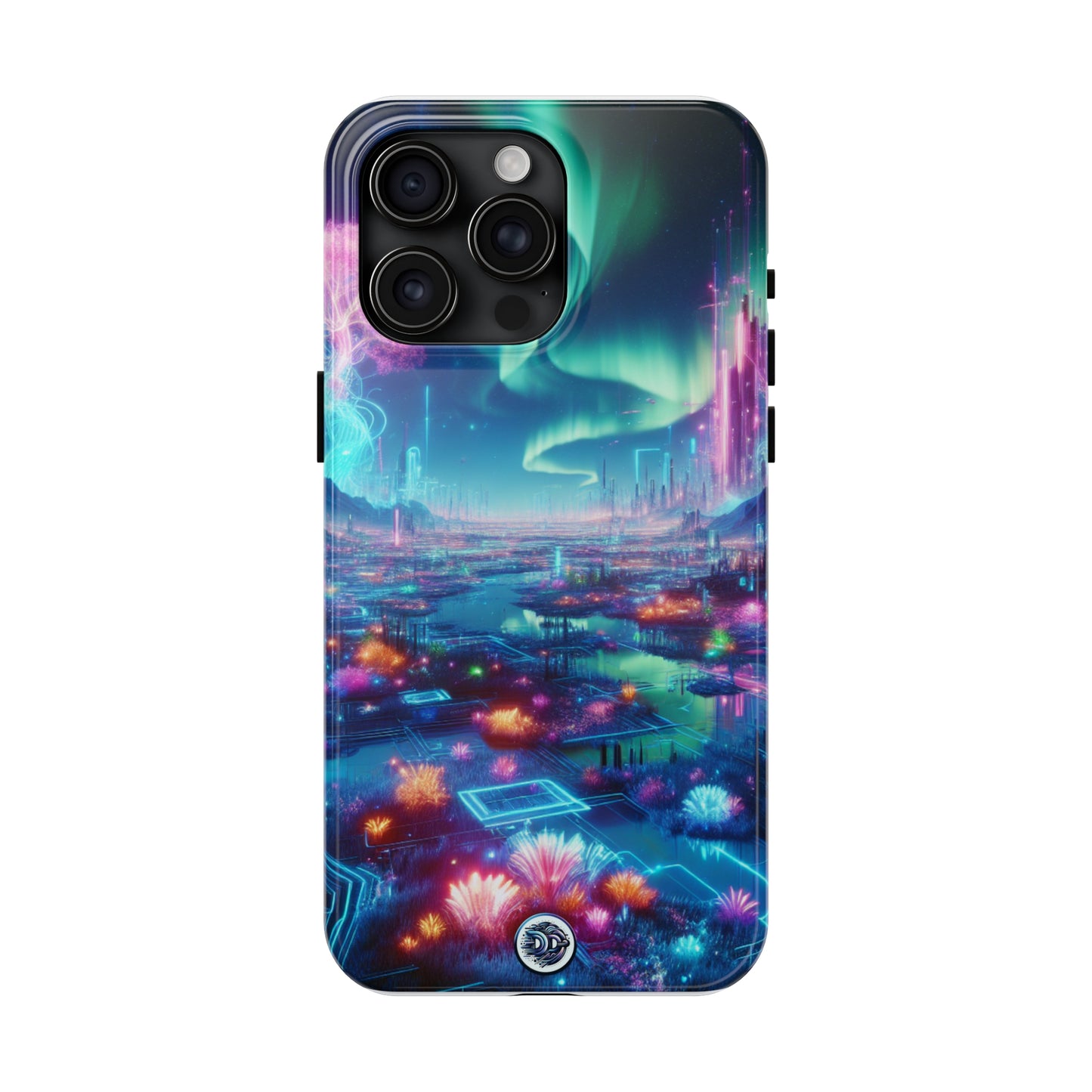 Futuristic Neon Cityscape Phone Case