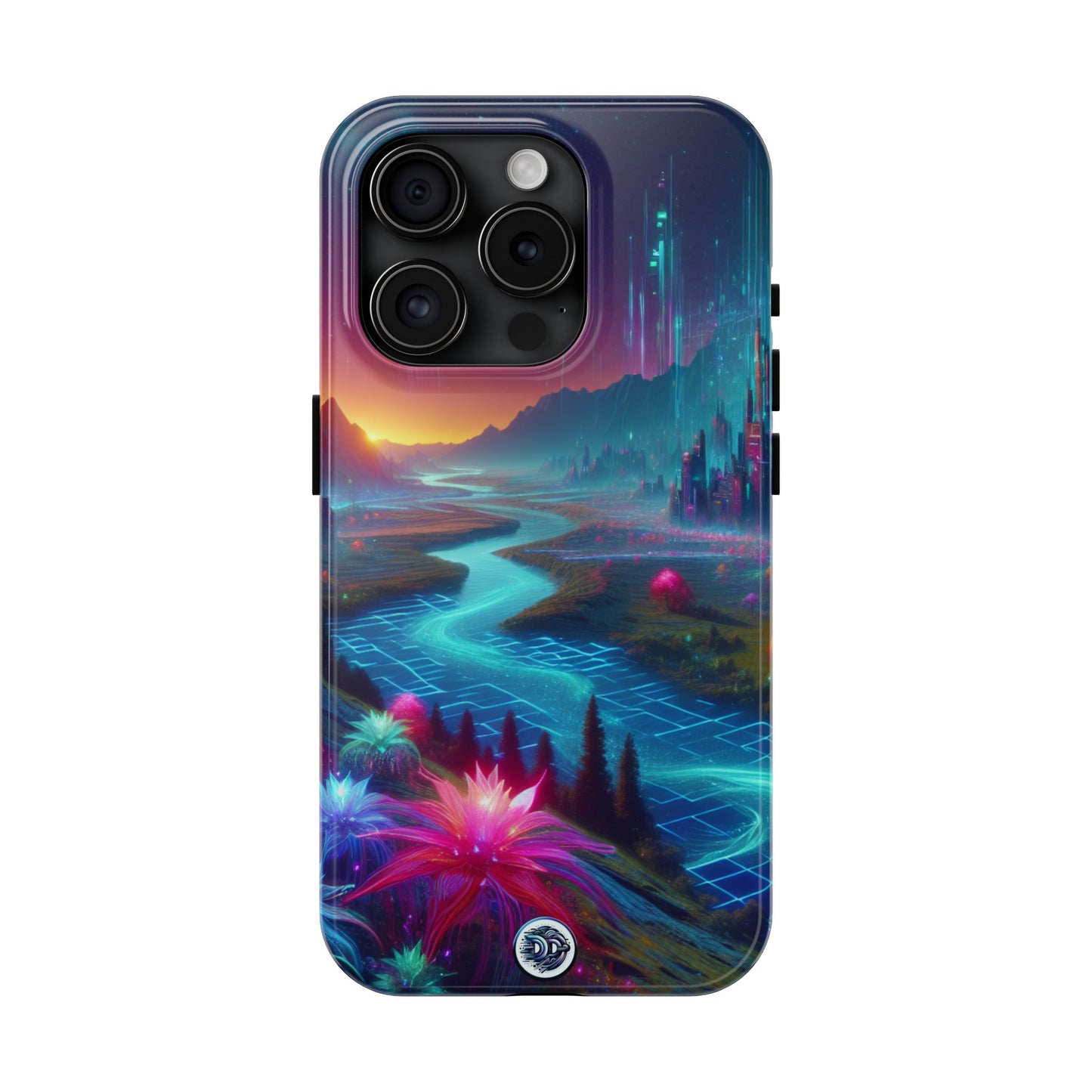 Futuristic Cityscape Neon Phone Case