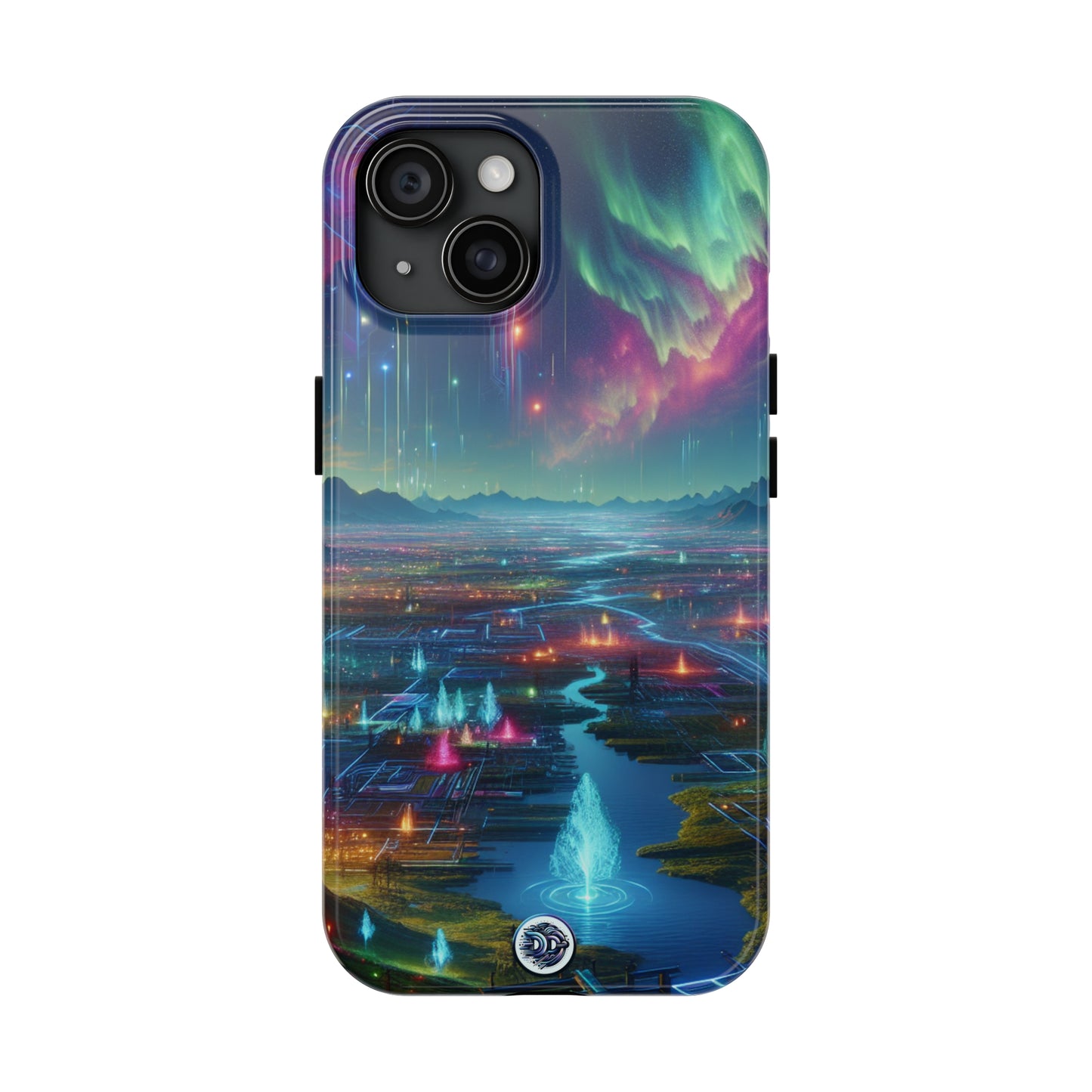 Futuristic Cityscape Aurora Phone Case