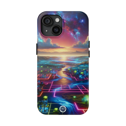 Futuristic Neon Landscape Phone Case