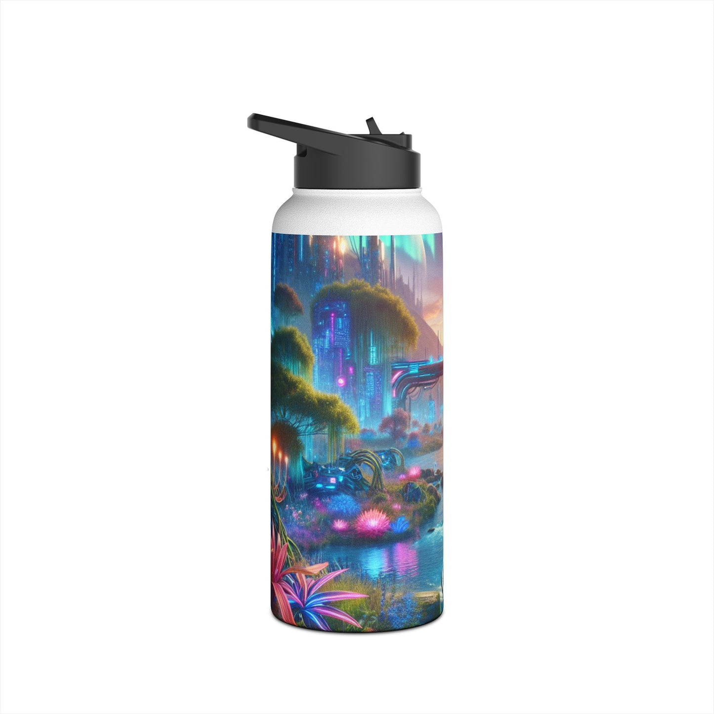 Futuristic Cityscape Water Bottle
